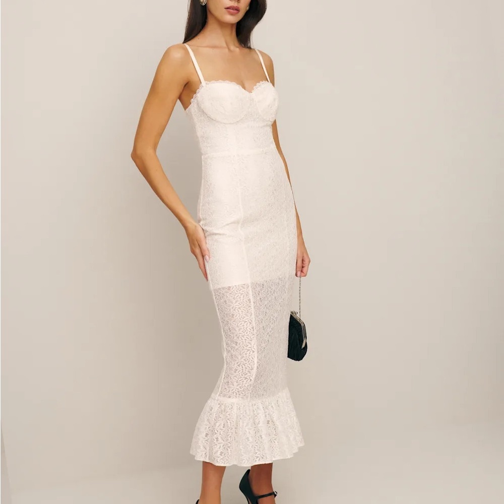 Reformation White Sheath Maxi Dress Sweetheart Neckline